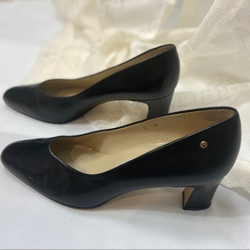 Etienne Aigner Black Leather Dress Heels 8M